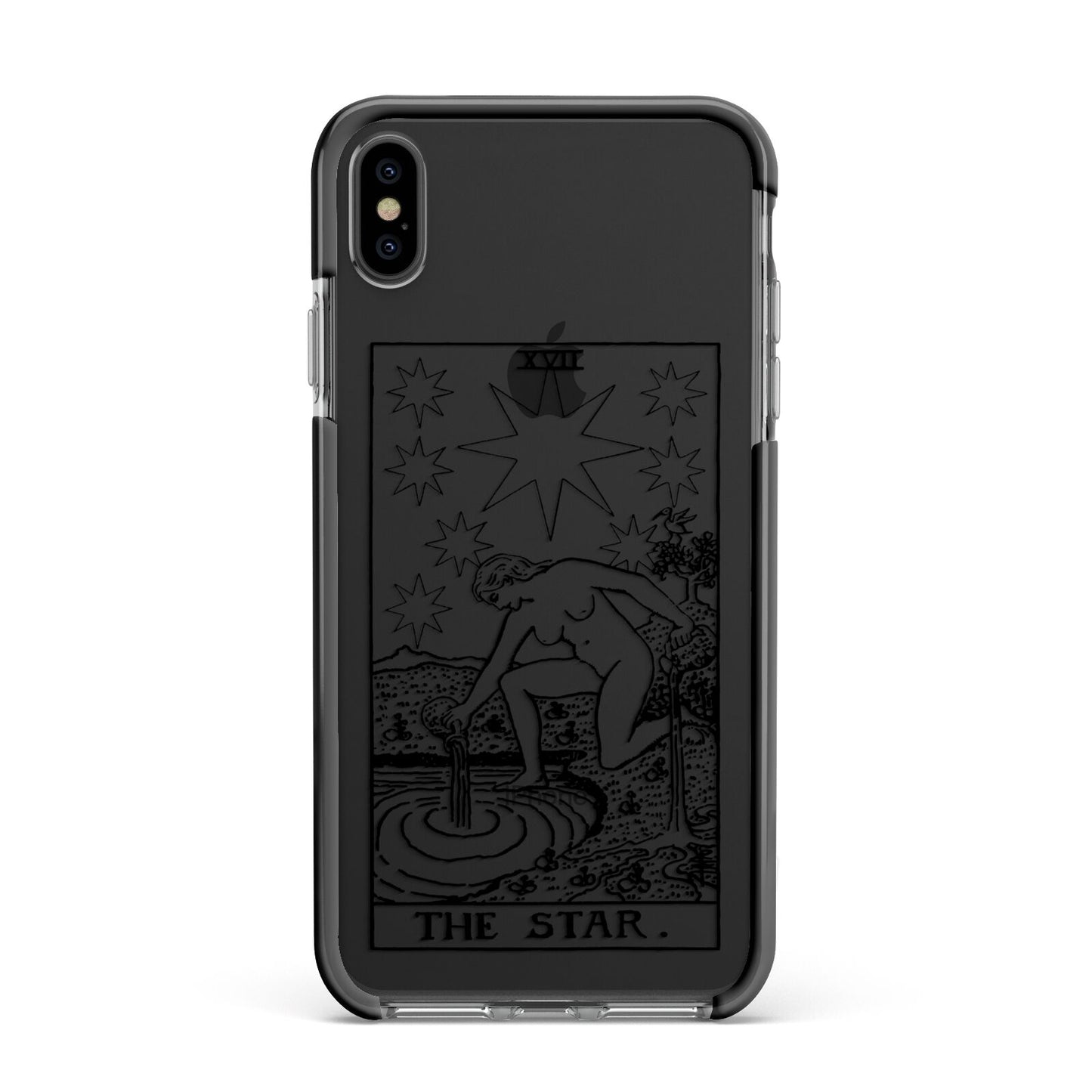 The Star Monochrome Tarot Card Apple iPhone Xs Max Impact Case Black Edge on Black Phone