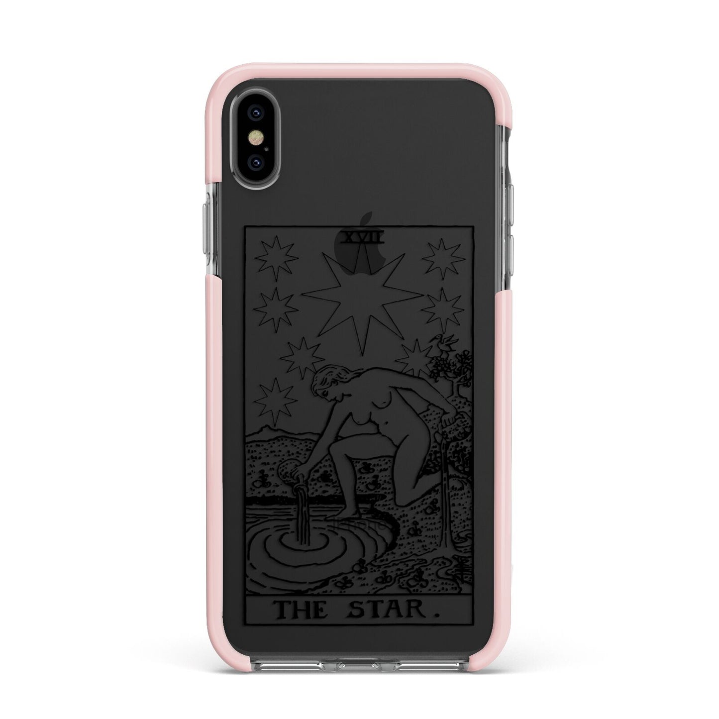 The Star Monochrome Tarot Card Apple iPhone Xs Max Impact Case Pink Edge on Black Phone