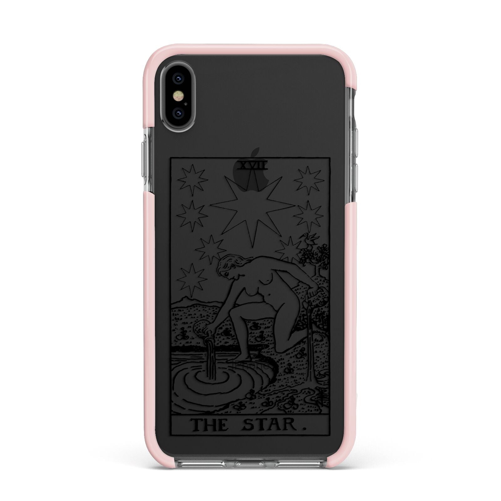 The Star Monochrome Tarot Card Apple iPhone Xs Max Impact Case Pink Edge on Black Phone