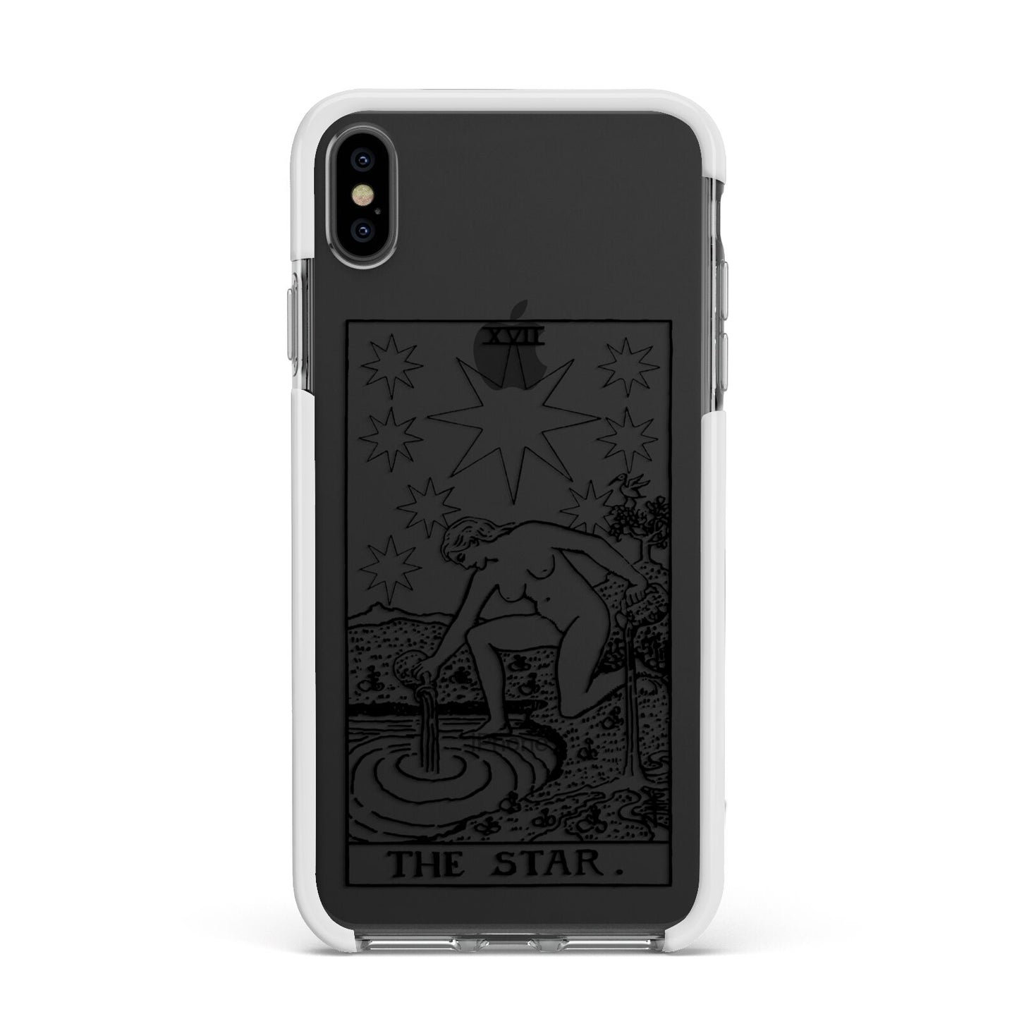 The Star Monochrome Tarot Card Apple iPhone Xs Max Impact Case White Edge on Black Phone