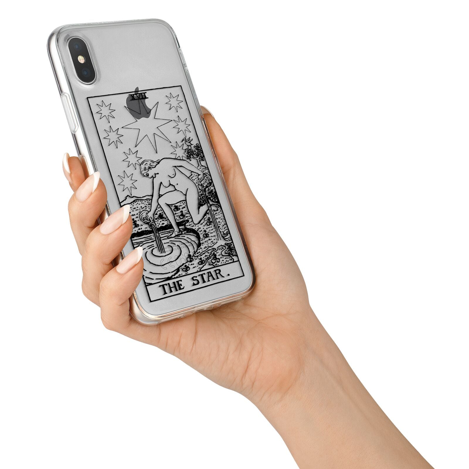 The Star Monochrome Tarot Card iPhone X Bumper Case on Silver iPhone Alternative Image 2