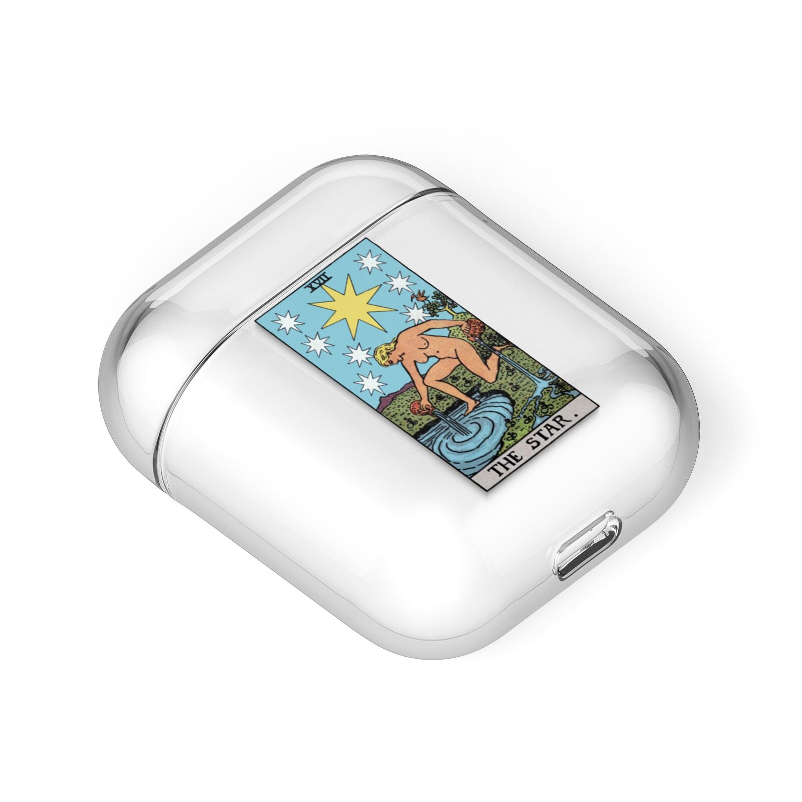 The Star Tarot Card AirPods Case Laid Flat