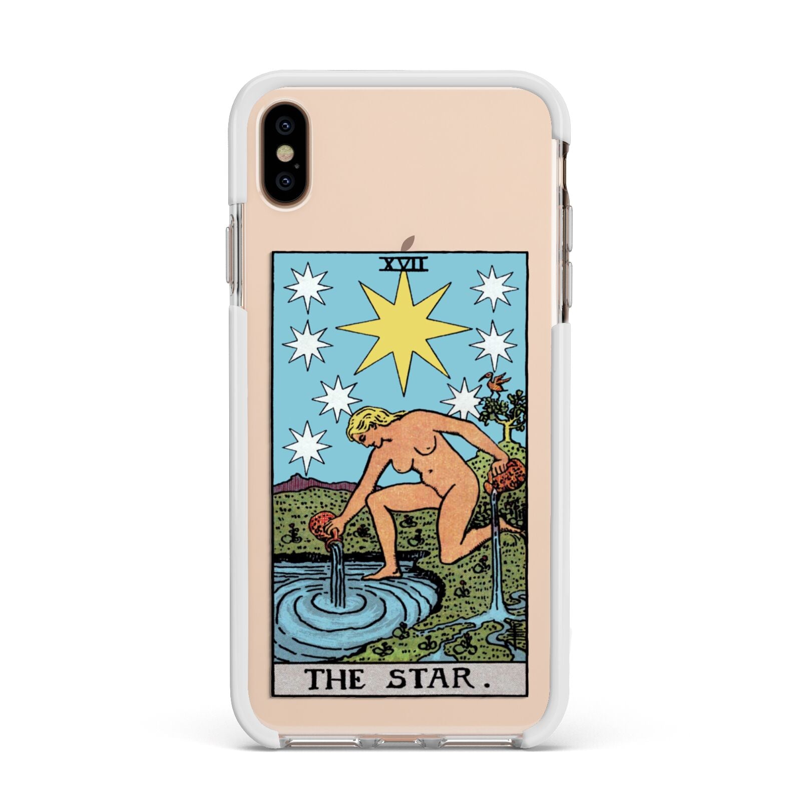 The Star Tarot Card Apple iPhone Xs Max Impact Case White Edge on Gold Phone