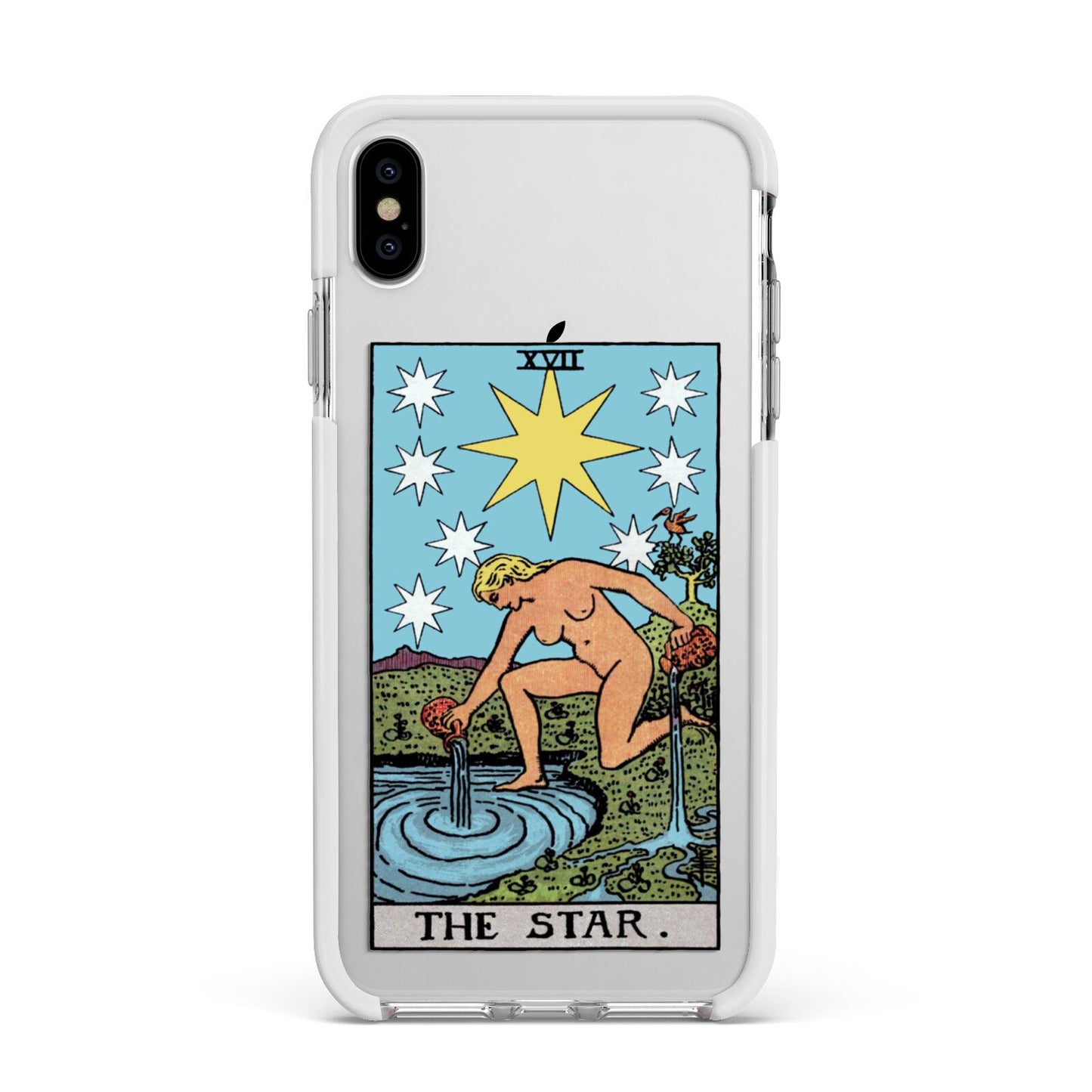 The Star Tarot Card Apple iPhone Xs Max Impact Case White Edge on Silver Phone