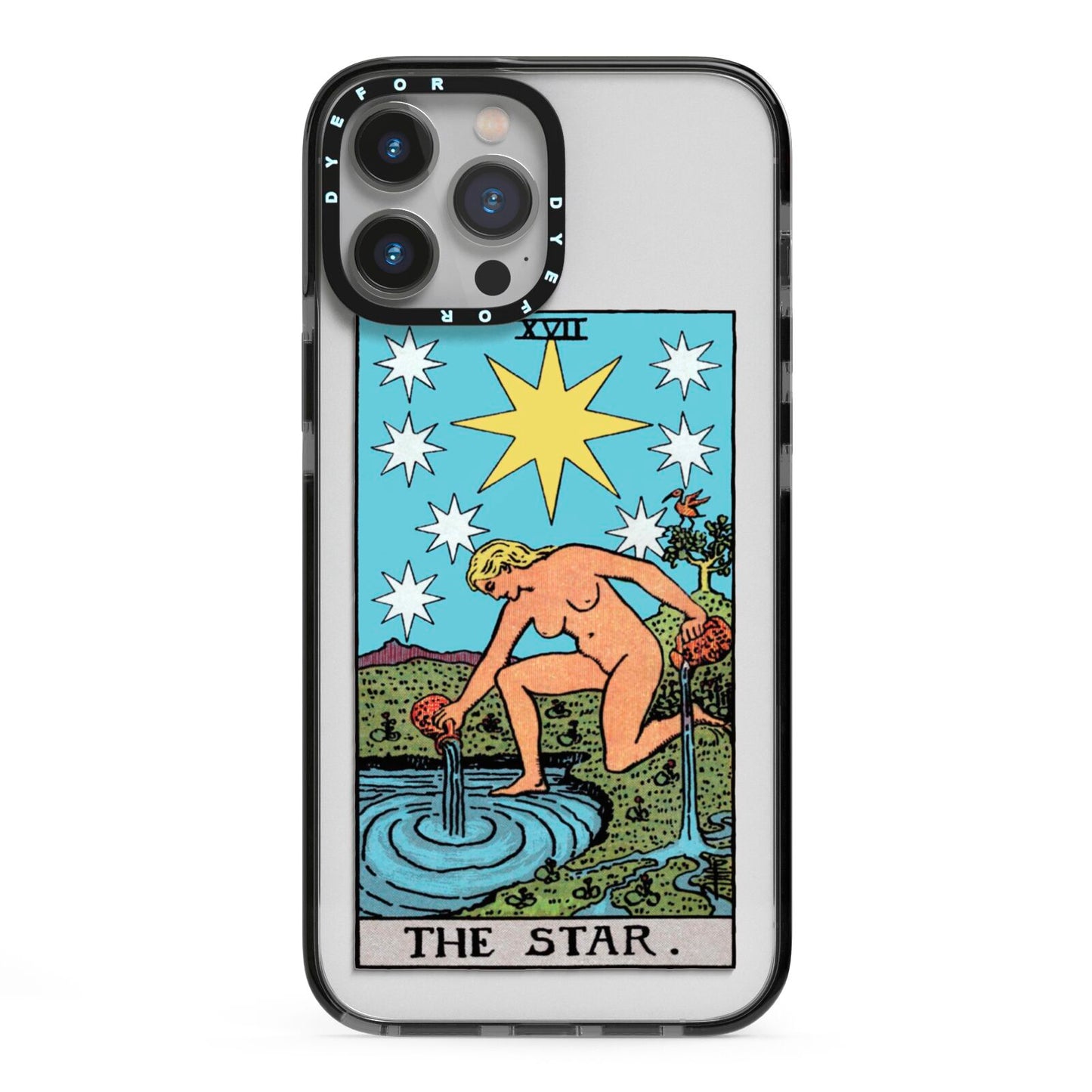 The Star Tarot Card iPhone 13 Pro Max Black Impact Case on Silver phone