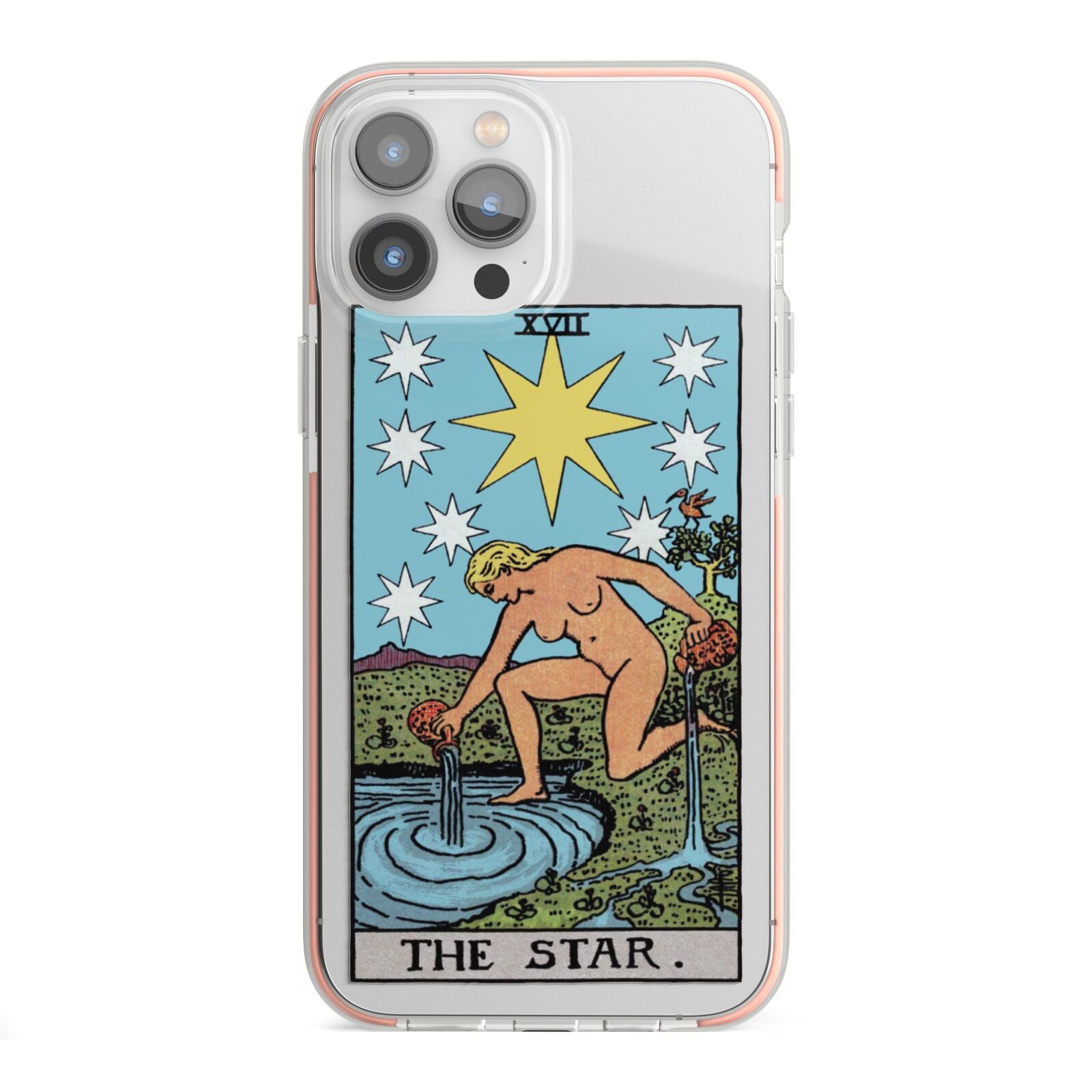 The Star Tarot Card iPhone 13 Pro Max TPU Impact Case with Pink Edges