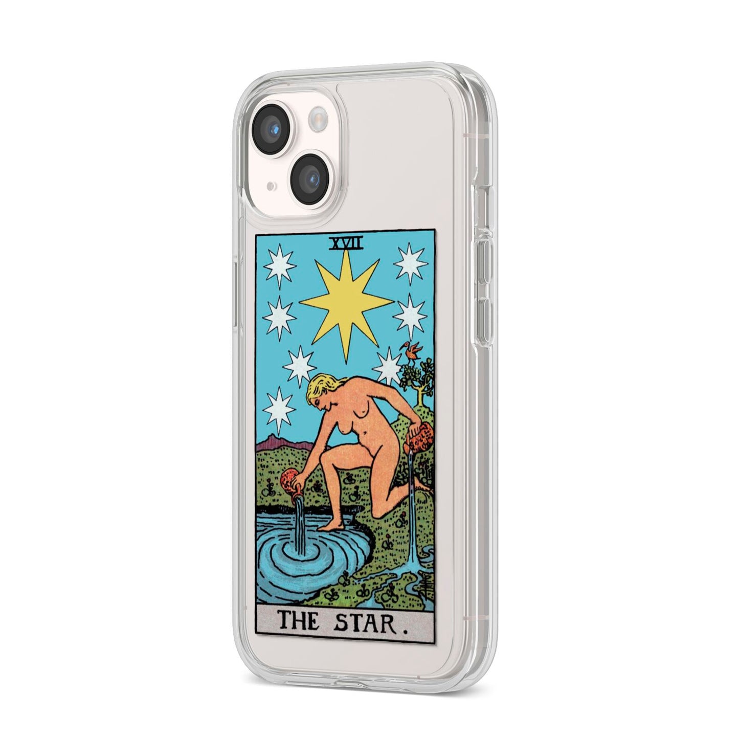 The Star Tarot Card iPhone 14 Clear Tough Case Starlight Angled Image