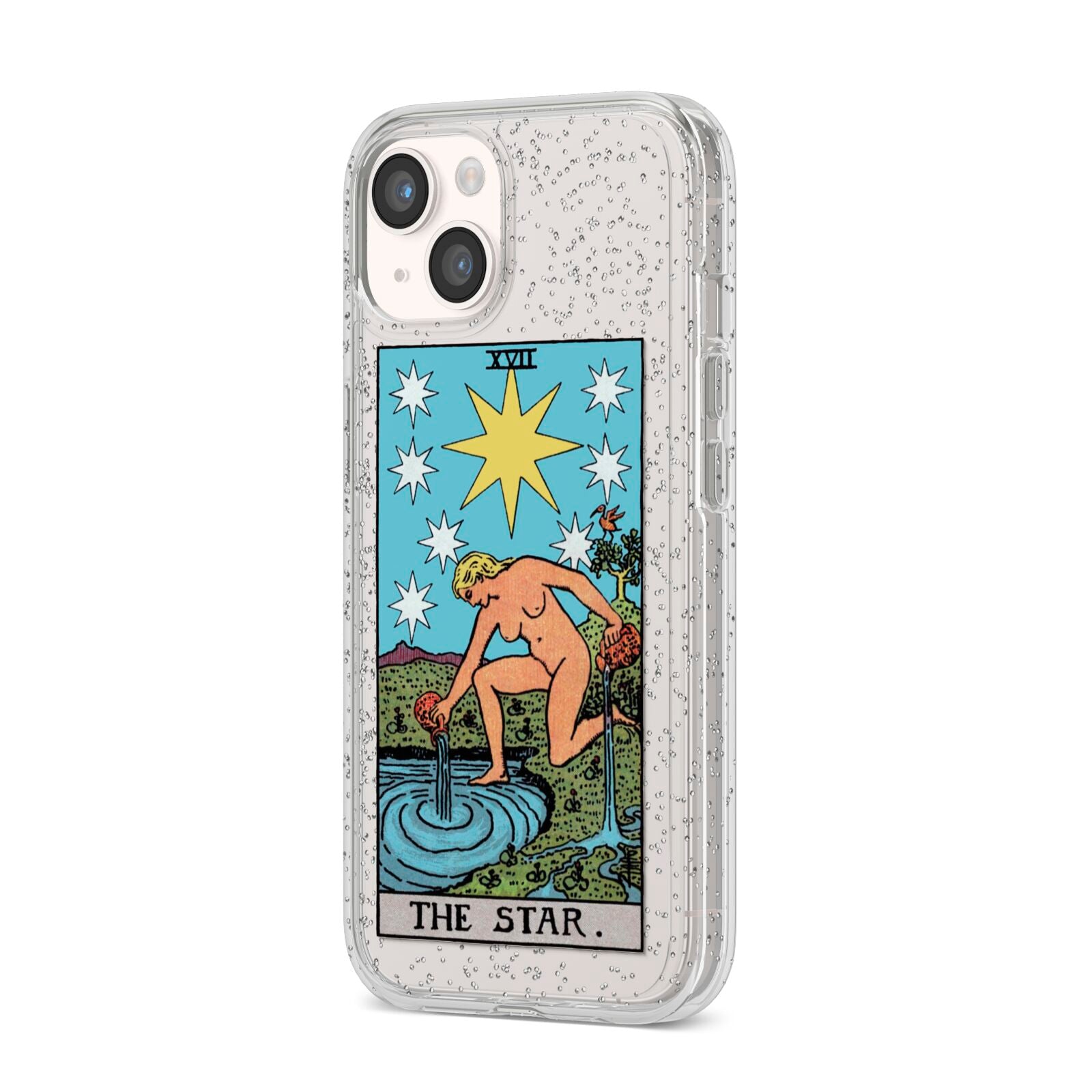 The Star Tarot Card iPhone 14 Glitter Tough Case Starlight Angled Image
