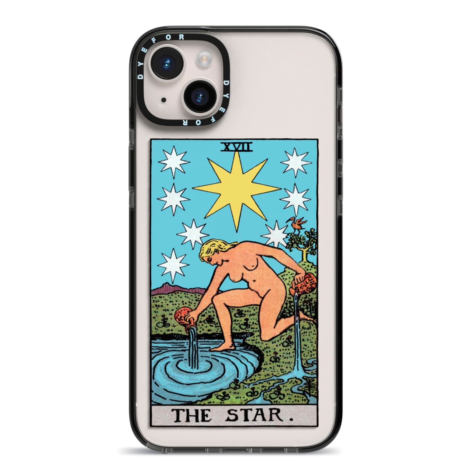 The Star Tarot Card iPhone 14 Plus Black Impact Case on Silver phone