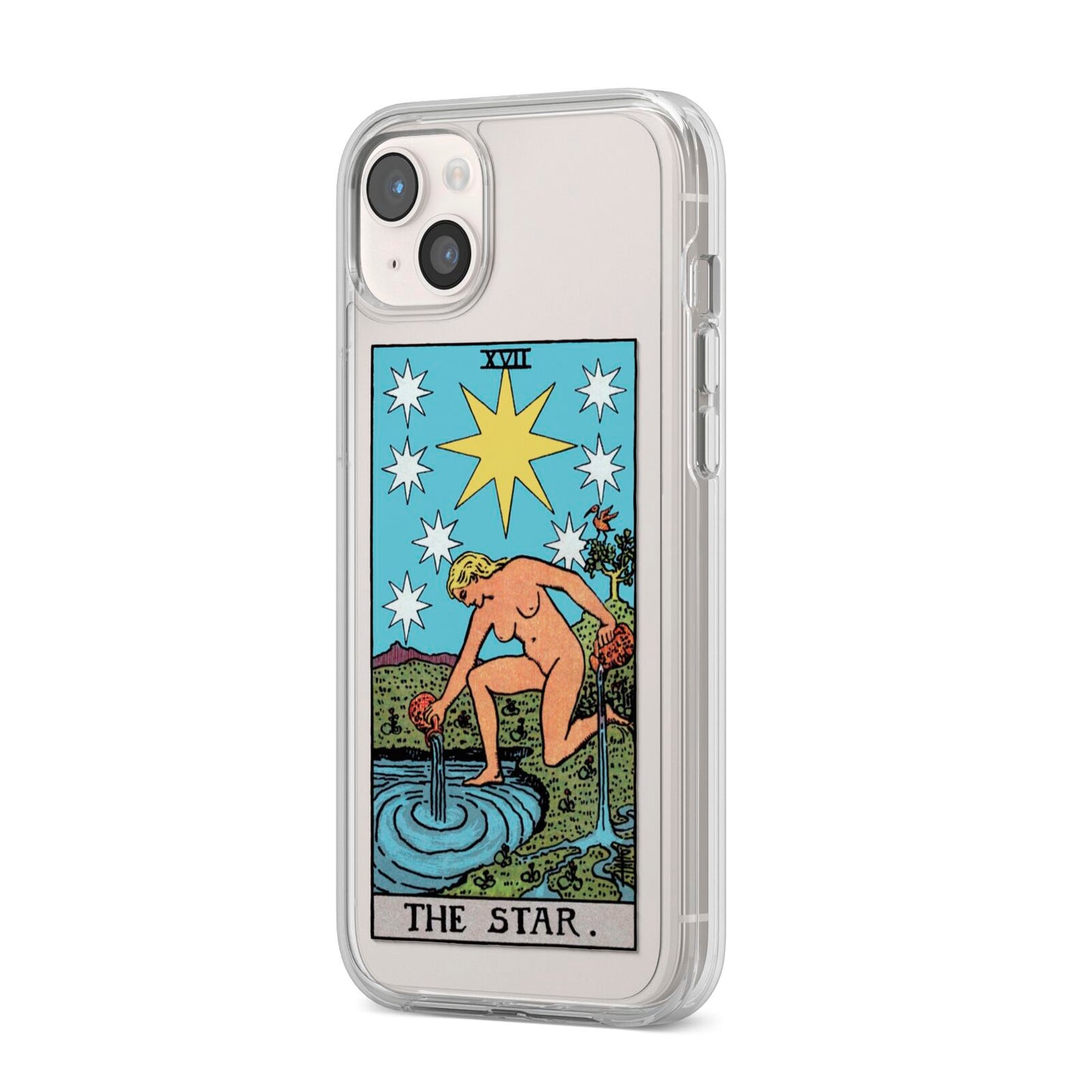 The Star Tarot Card iPhone 14 Plus Clear Tough Case Starlight Angled Image
