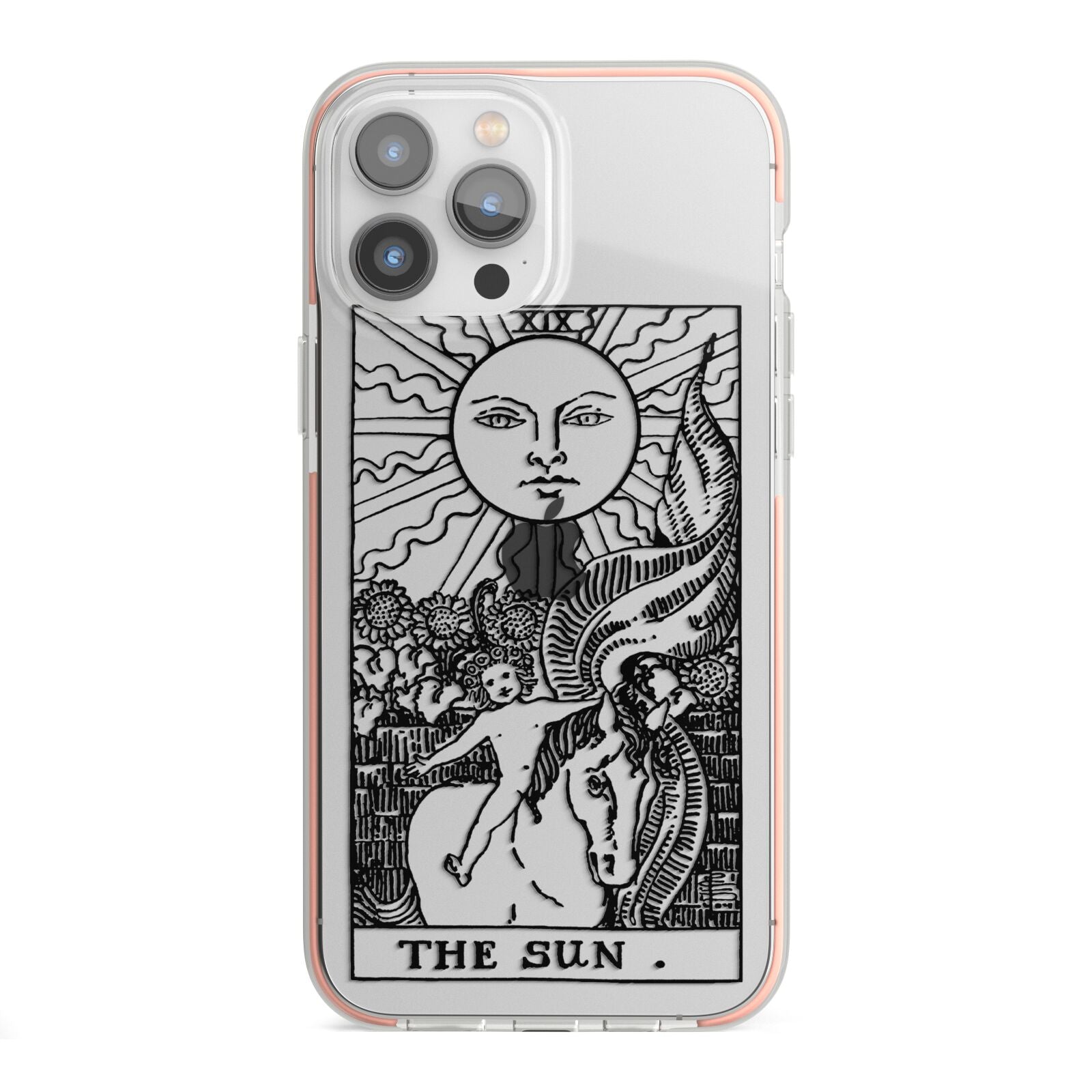 The Sun Monochrome iPhone 13 Pro Max TPU Impact Case with Pink Edges