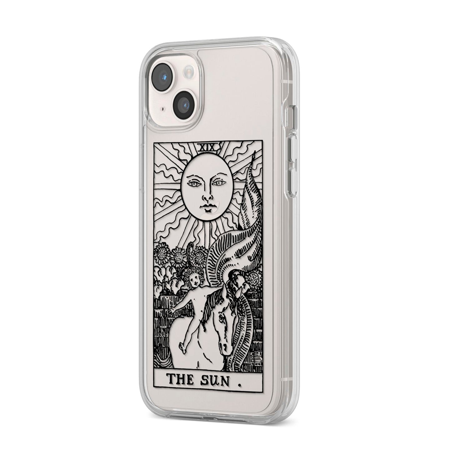 The Sun Monochrome iPhone 14 Plus Clear Tough Case Starlight Angled Image