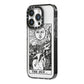 The Sun Monochrome iPhone 14 Pro Black Impact Case Side Angle on Silver phone