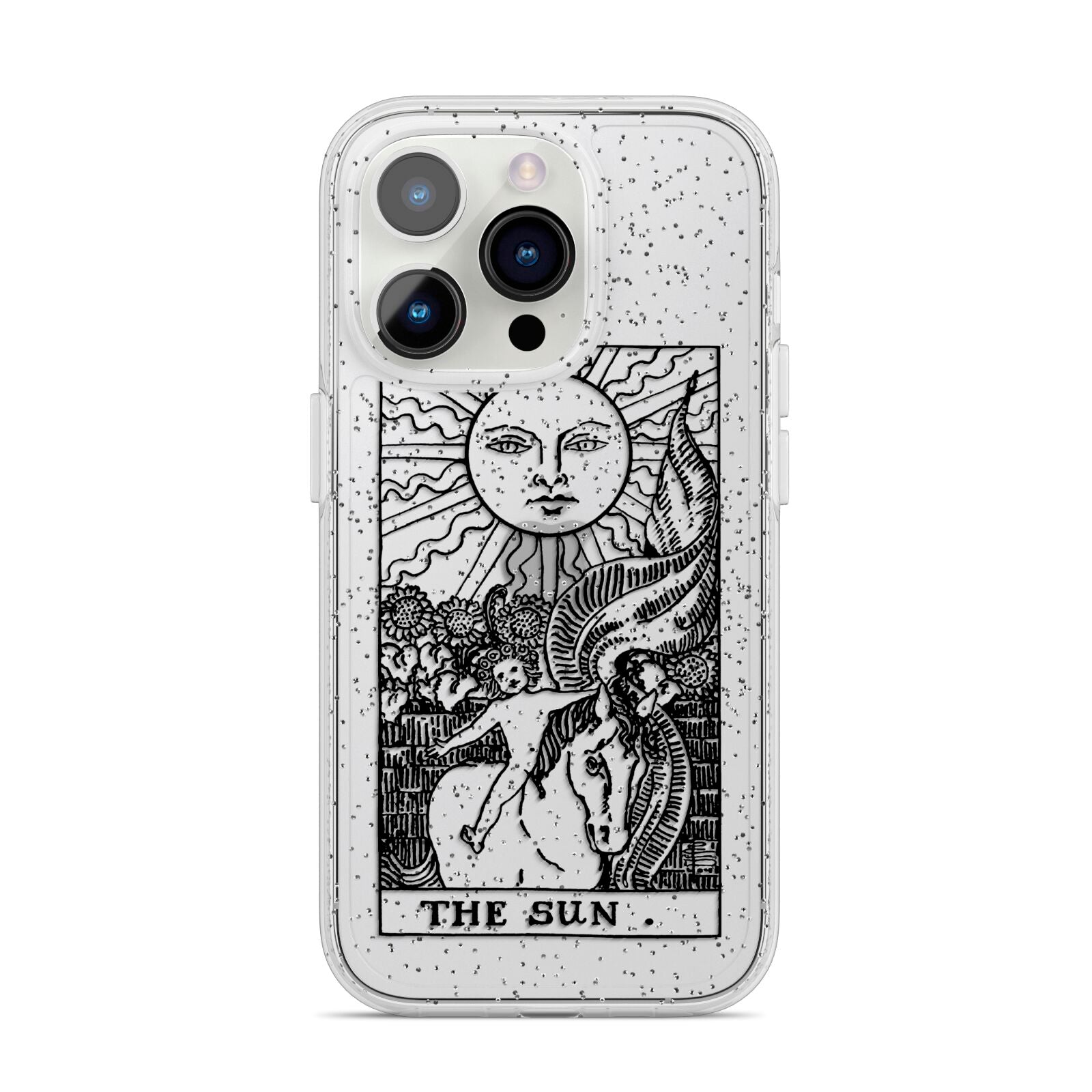 The Sun Monochrome iPhone 14 Pro Glitter Tough Case Silver