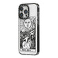 The Sun Monochrome iPhone 14 Pro Max Black Impact Case Side Angle on Silver phone