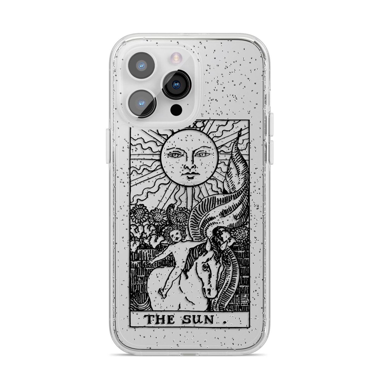 The Sun Monochrome iPhone 14 Pro Max Glitter Tough Case Silver
