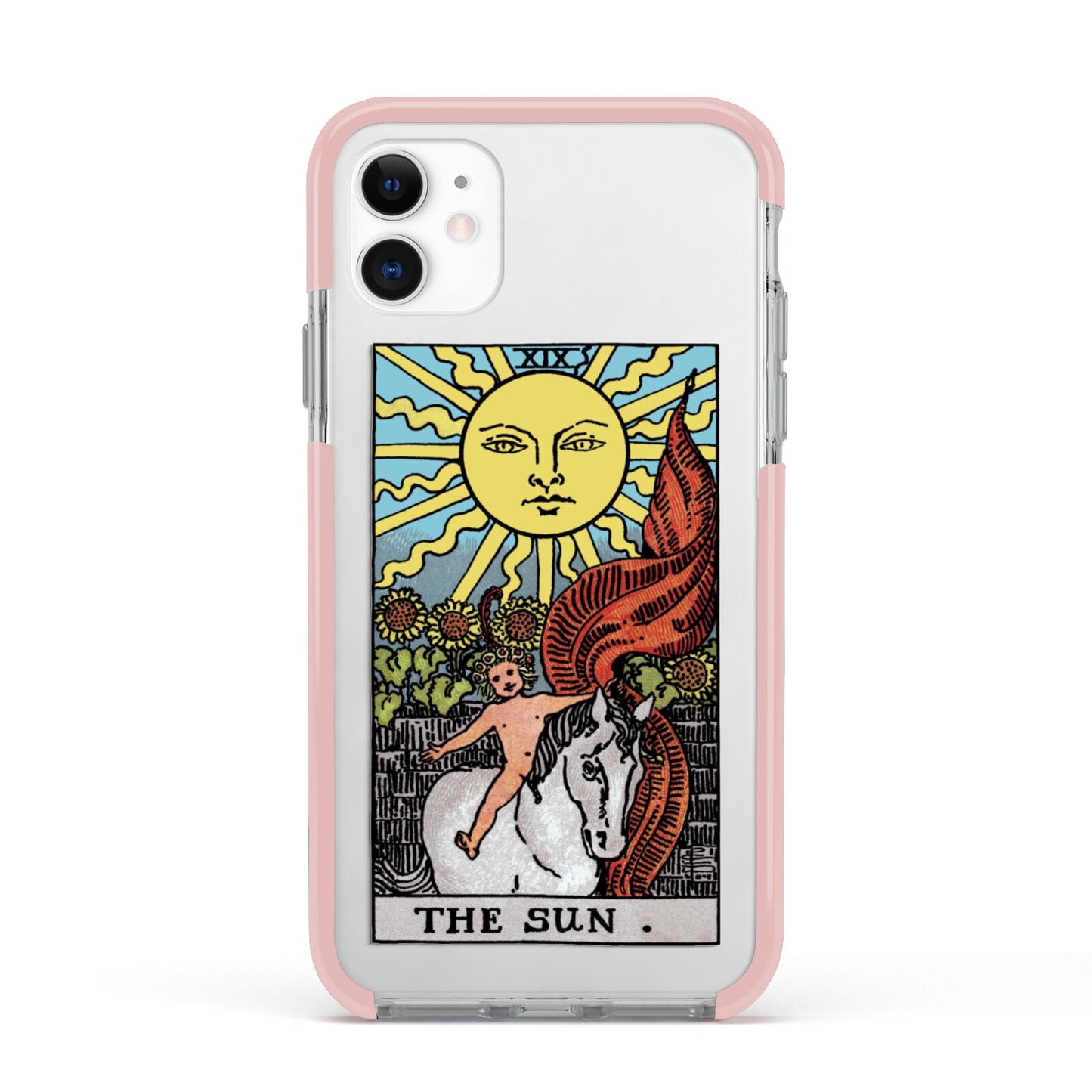 The Sun Tarot Card Apple iPhone 11 in White with Pink Impact Case