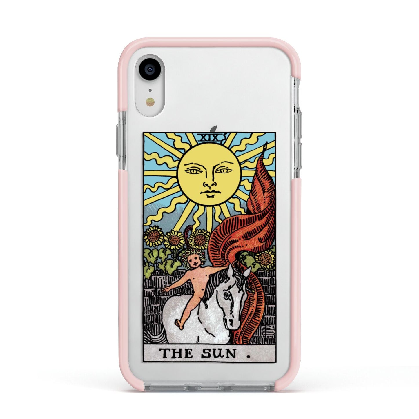 The Sun Tarot Card Apple iPhone XR Impact Case Pink Edge on Silver Phone