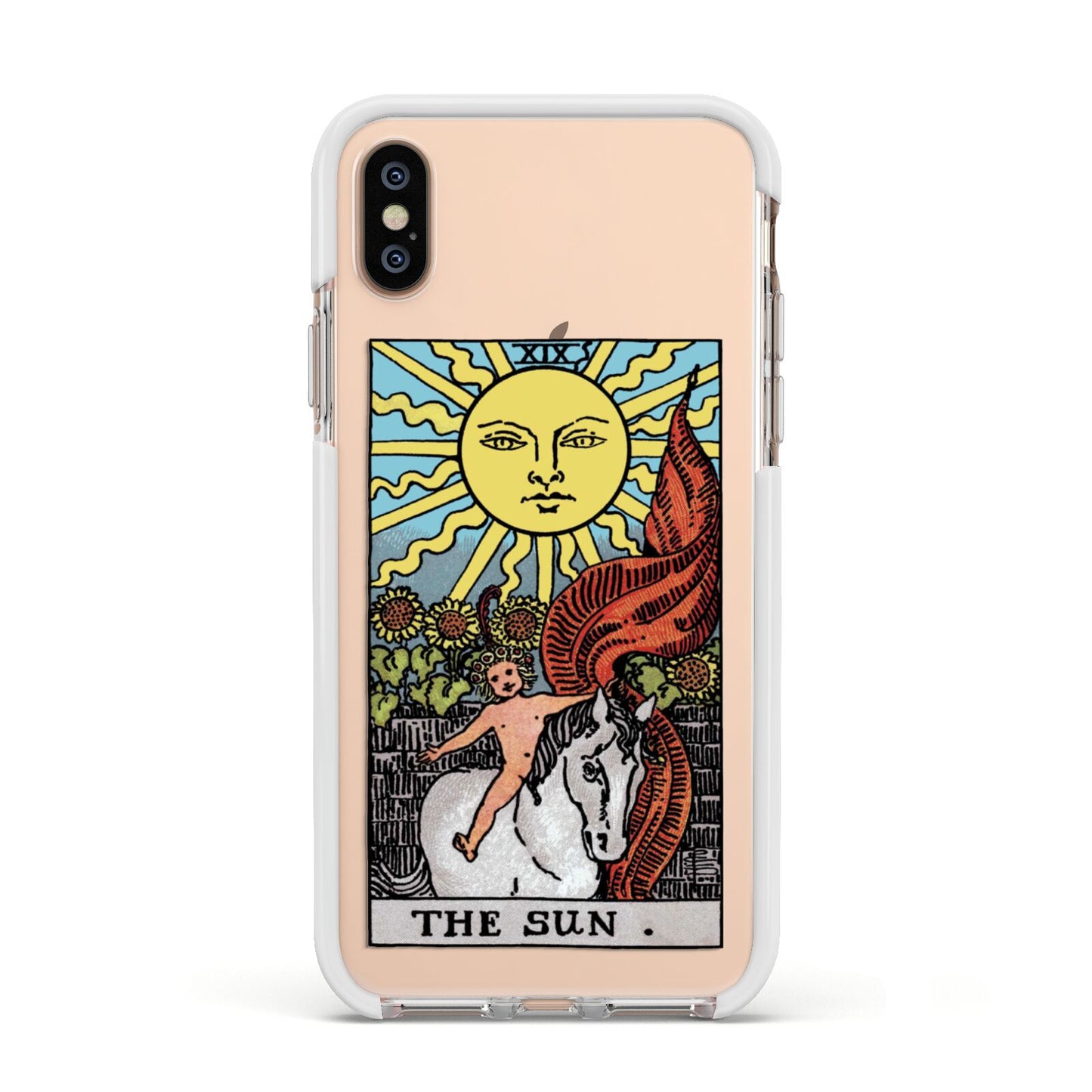 The Sun Tarot Card Apple iPhone Xs Impact Case White Edge on Gold Phone