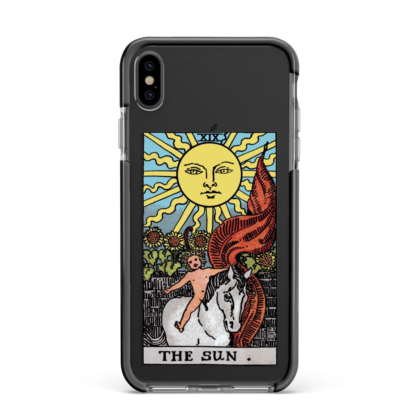 The Sun Tarot Card Apple iPhone Xs Max Impact Case Black Edge on Black Phone