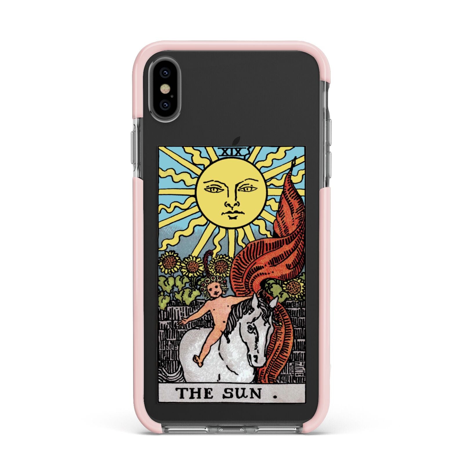 The Sun Tarot Card Apple iPhone Xs Max Impact Case Pink Edge on Black Phone