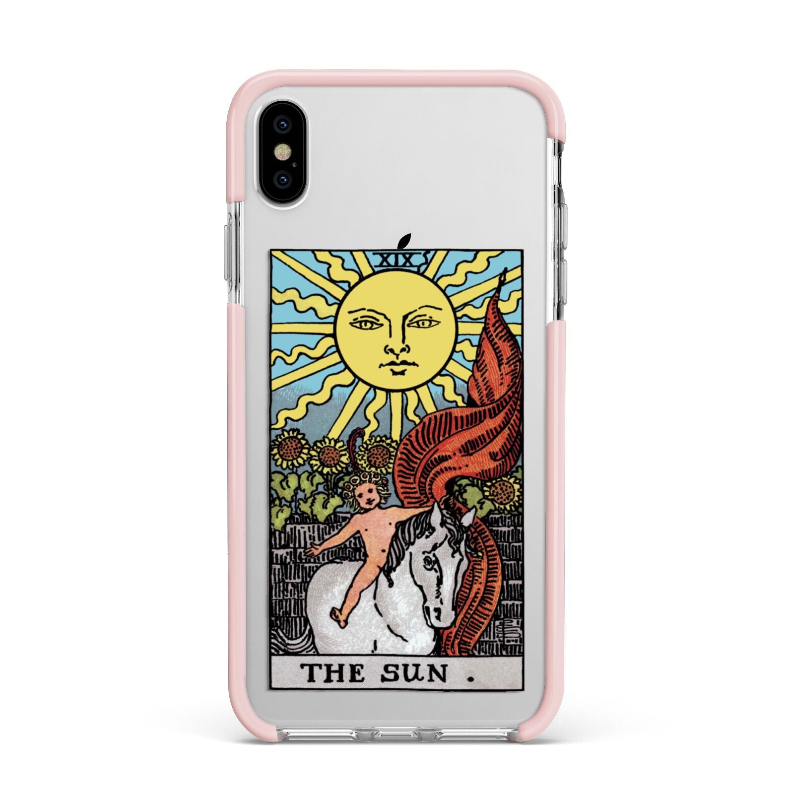 The Sun Tarot Card Apple iPhone Xs Max Impact Case Pink Edge on Silver Phone