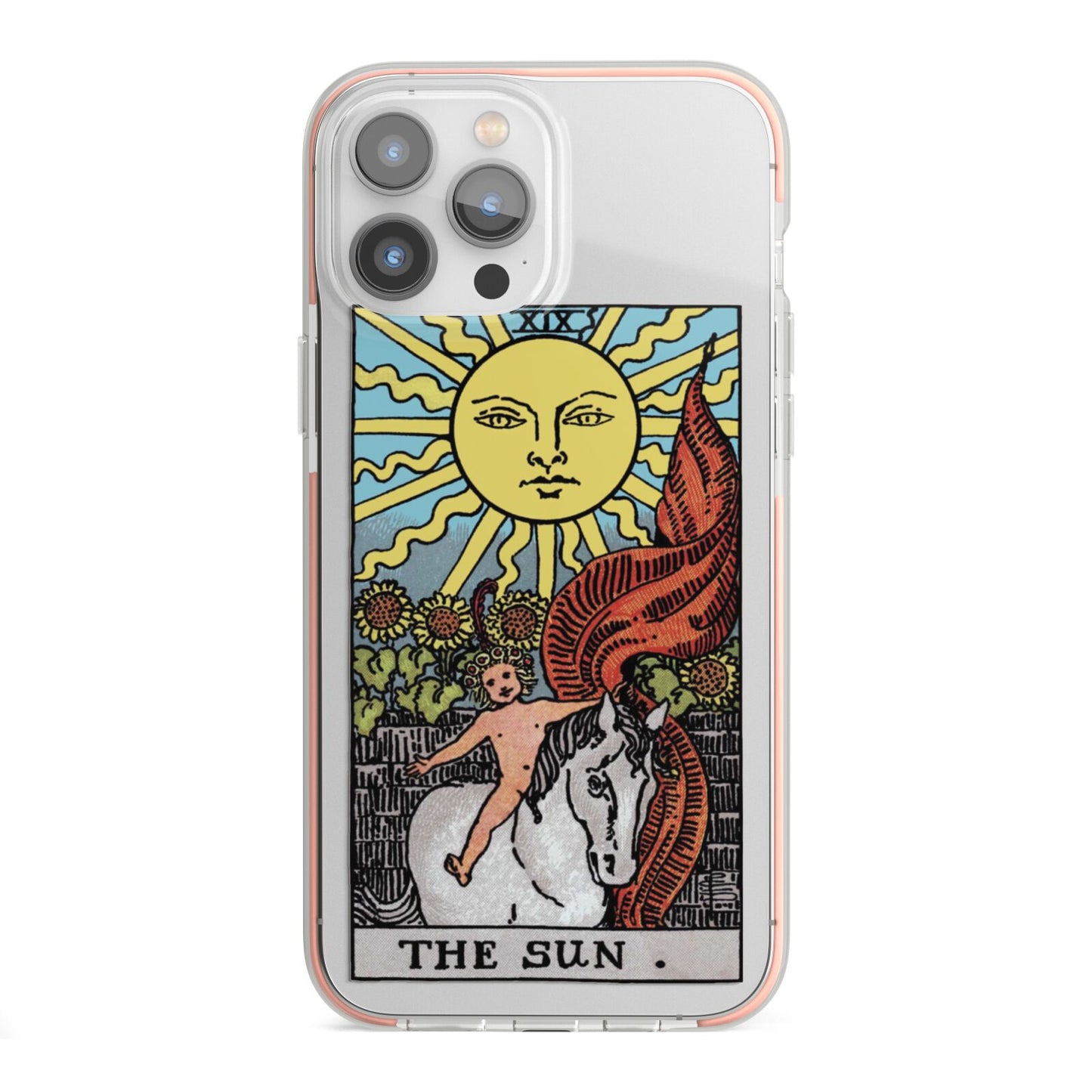 The Sun Tarot Card iPhone 13 Pro Max TPU Impact Case with Pink Edges