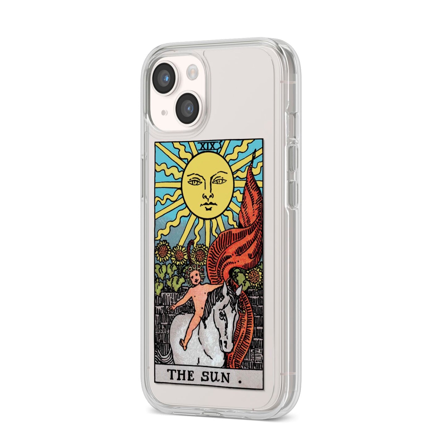 The Sun Tarot Card iPhone 14 Clear Tough Case Starlight Angled Image