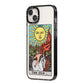 The Sun Tarot Card iPhone 14 Plus Black Impact Case Side Angle on Silver phone