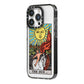The Sun Tarot Card iPhone 14 Pro Black Impact Case Side Angle on Silver phone