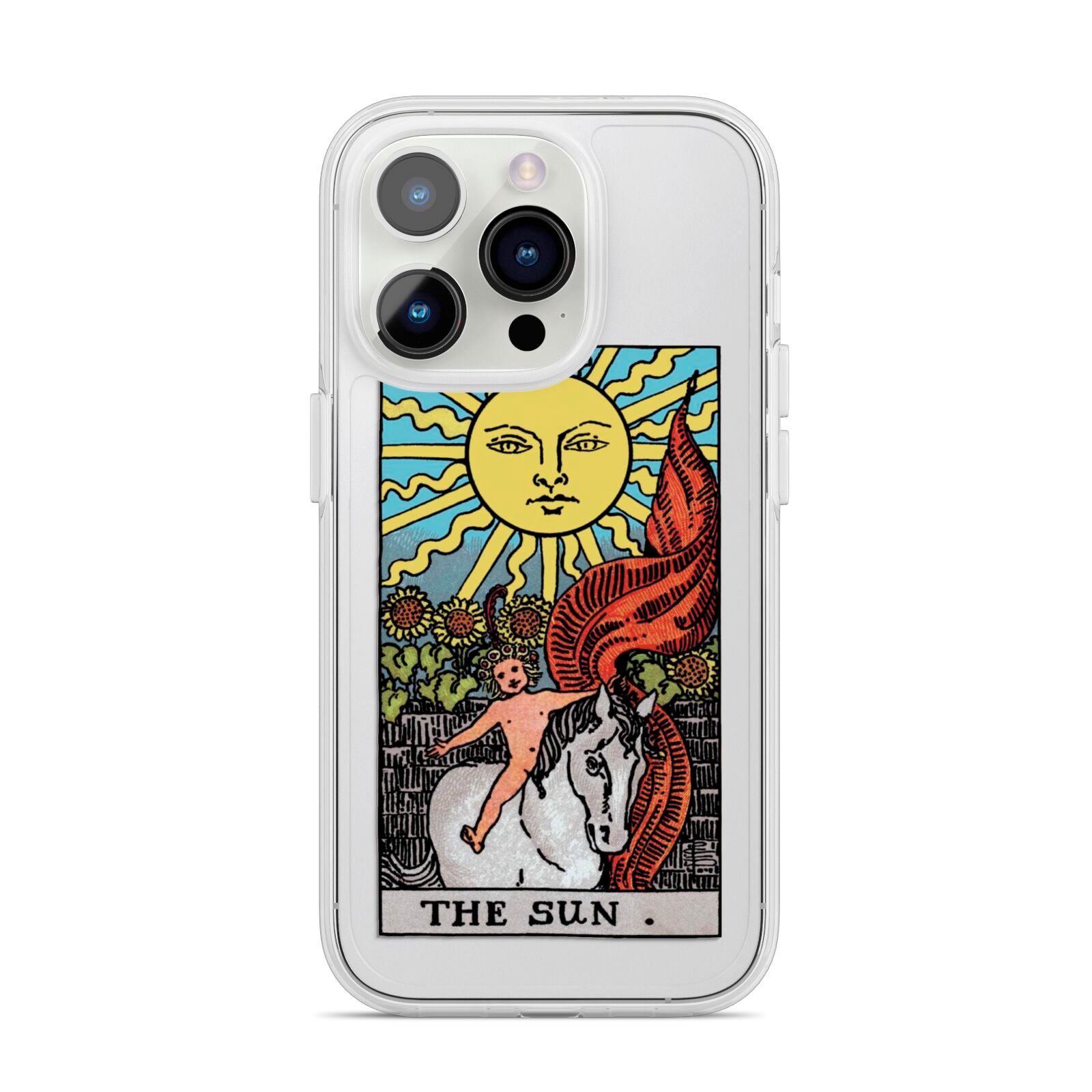 The Sun Tarot Card iPhone 14 Pro Clear Tough Case Silver