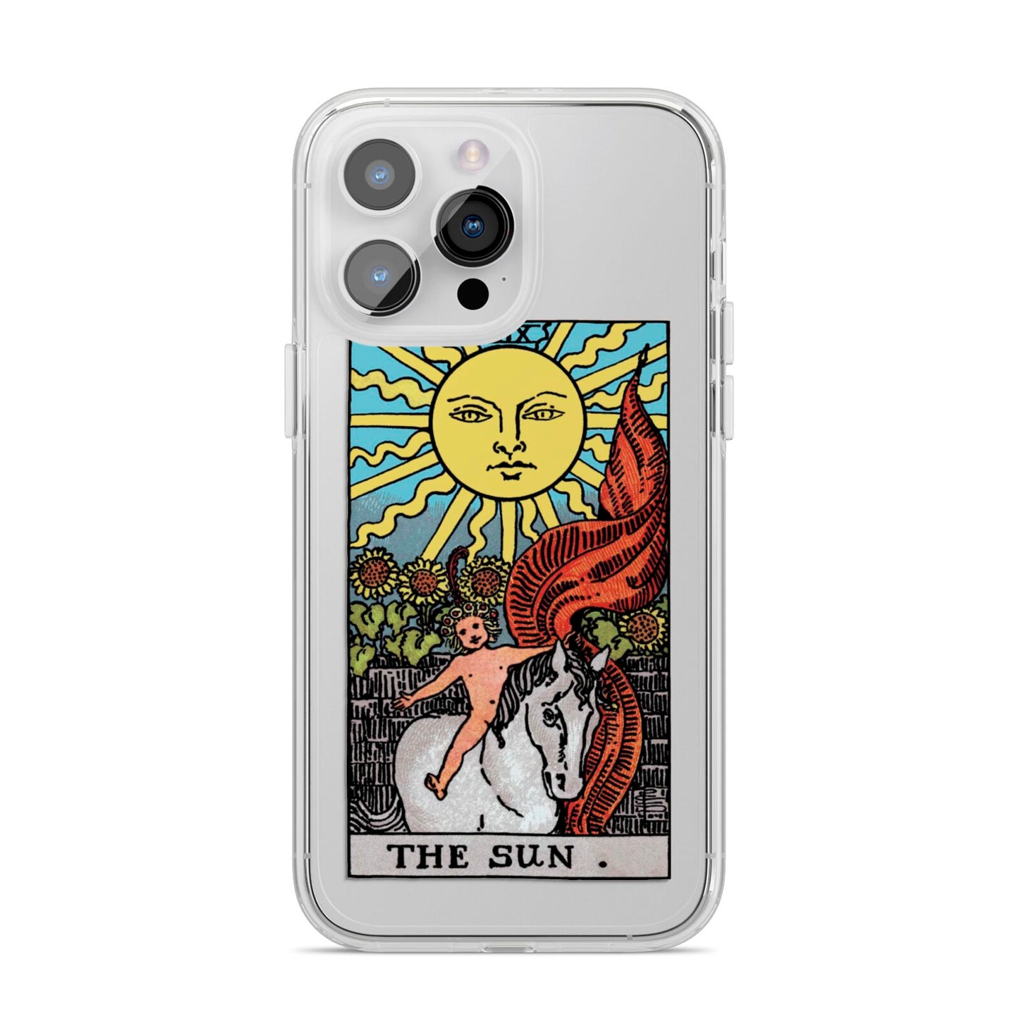 The Sun Tarot Card iPhone 14 Pro Max Clear Tough Case Silver