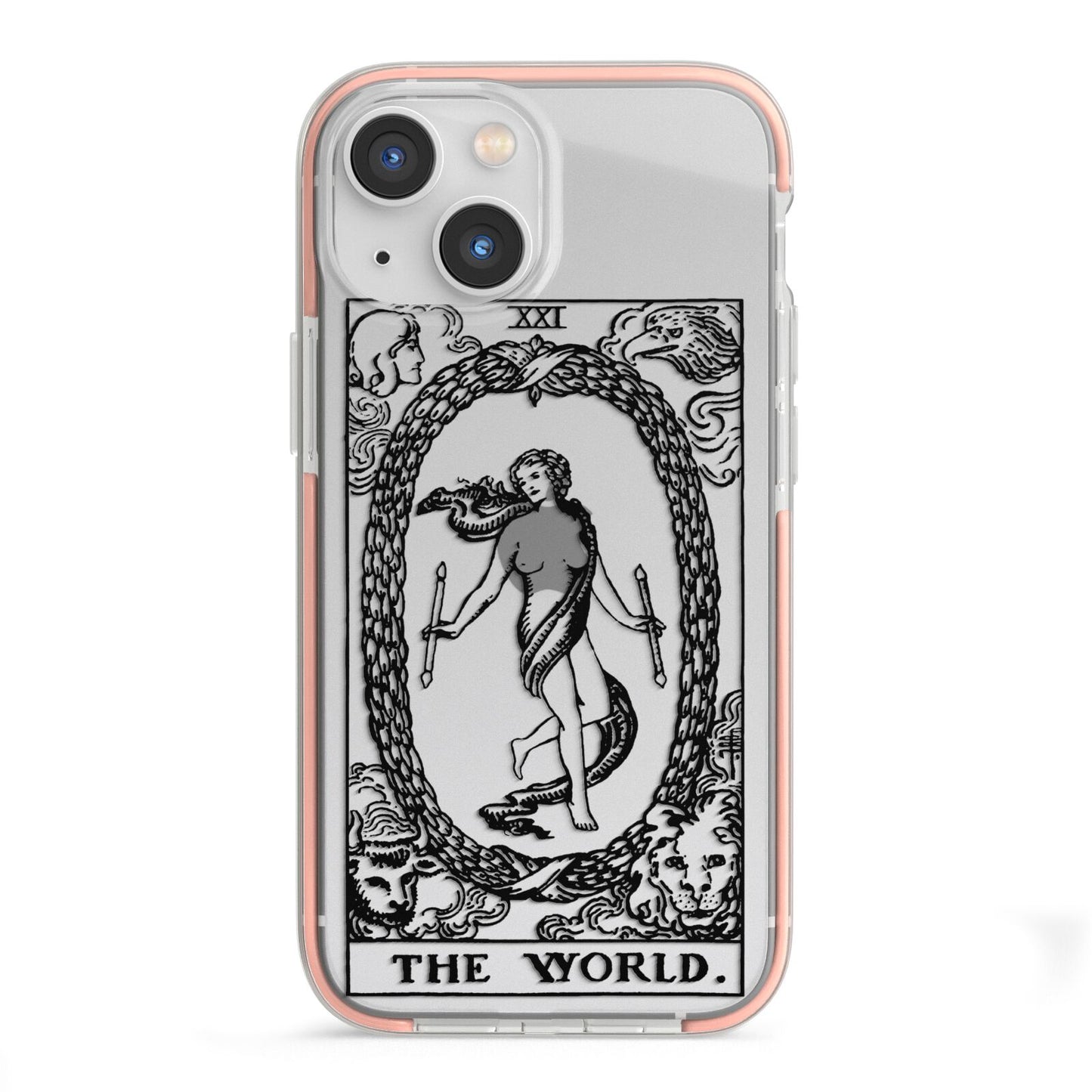 The World Monochrome iPhone 13 Mini TPU Impact Case with Pink Edges