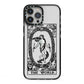 The World Monochrome iPhone 13 Pro Max Black Impact Case on Silver phone
