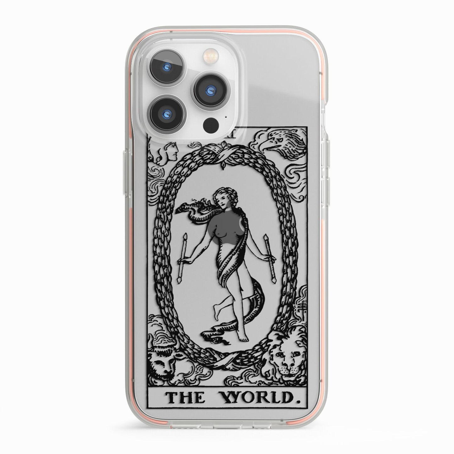 The World Monochrome iPhone 13 Pro TPU Impact Case with Pink Edges