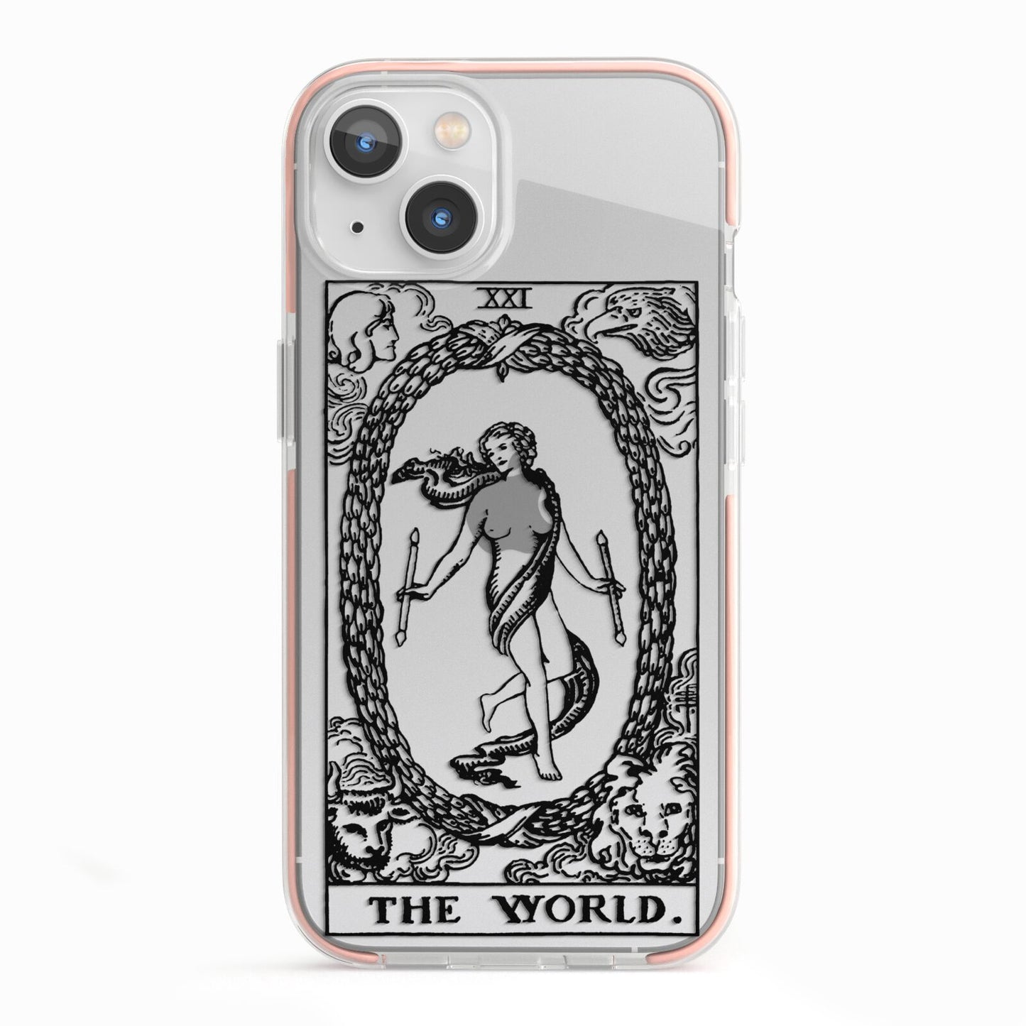 The World Monochrome iPhone 13 TPU Impact Case with Pink Edges