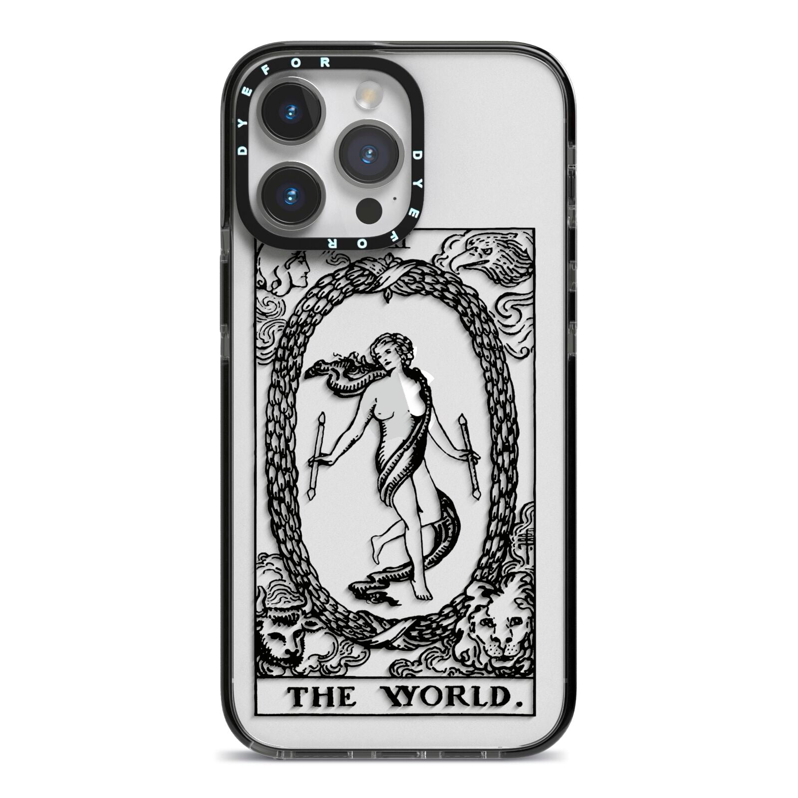 The World Monochrome iPhone 14 Pro Max Black Impact Case on Silver phone