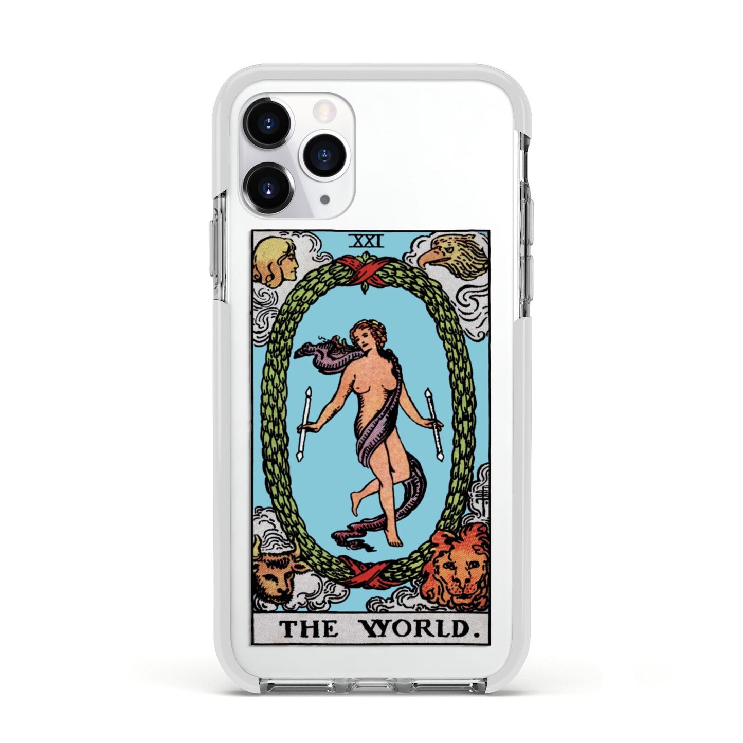 The World Tarot Card Apple iPhone 11 Pro in Silver with White Impact Case