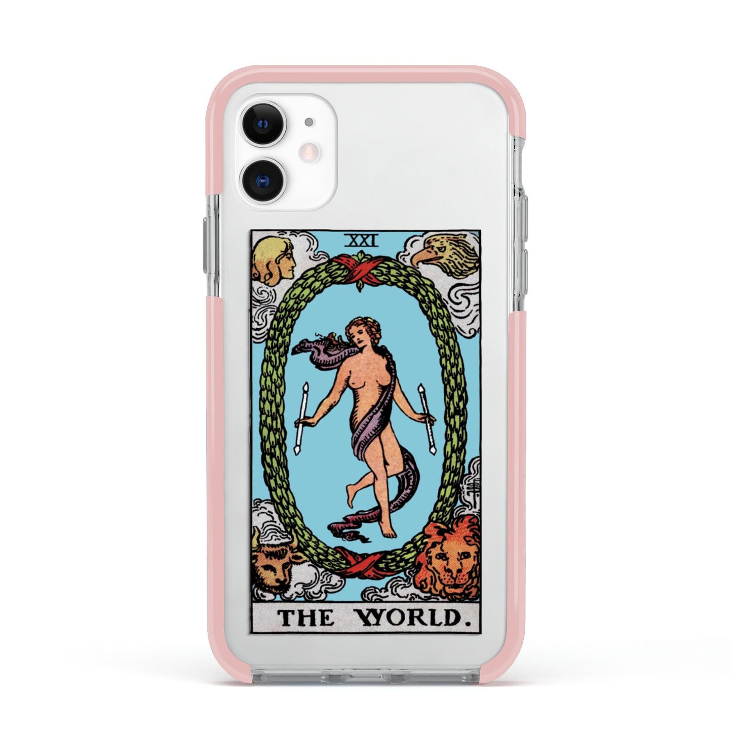 The World Tarot Card Apple iPhone 11 in White with Pink Impact Case