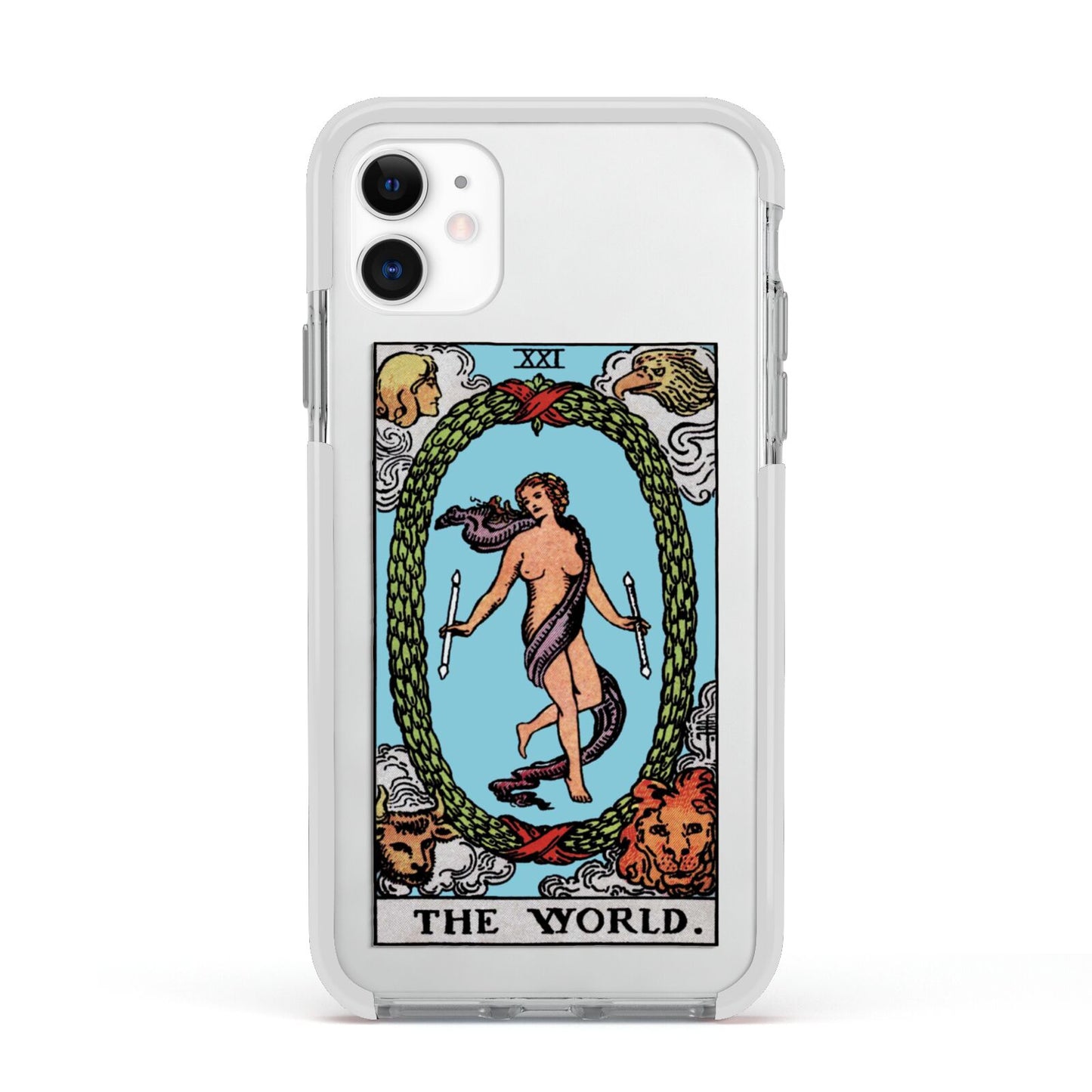 The World Tarot Card Apple iPhone 11 in White with White Impact Case