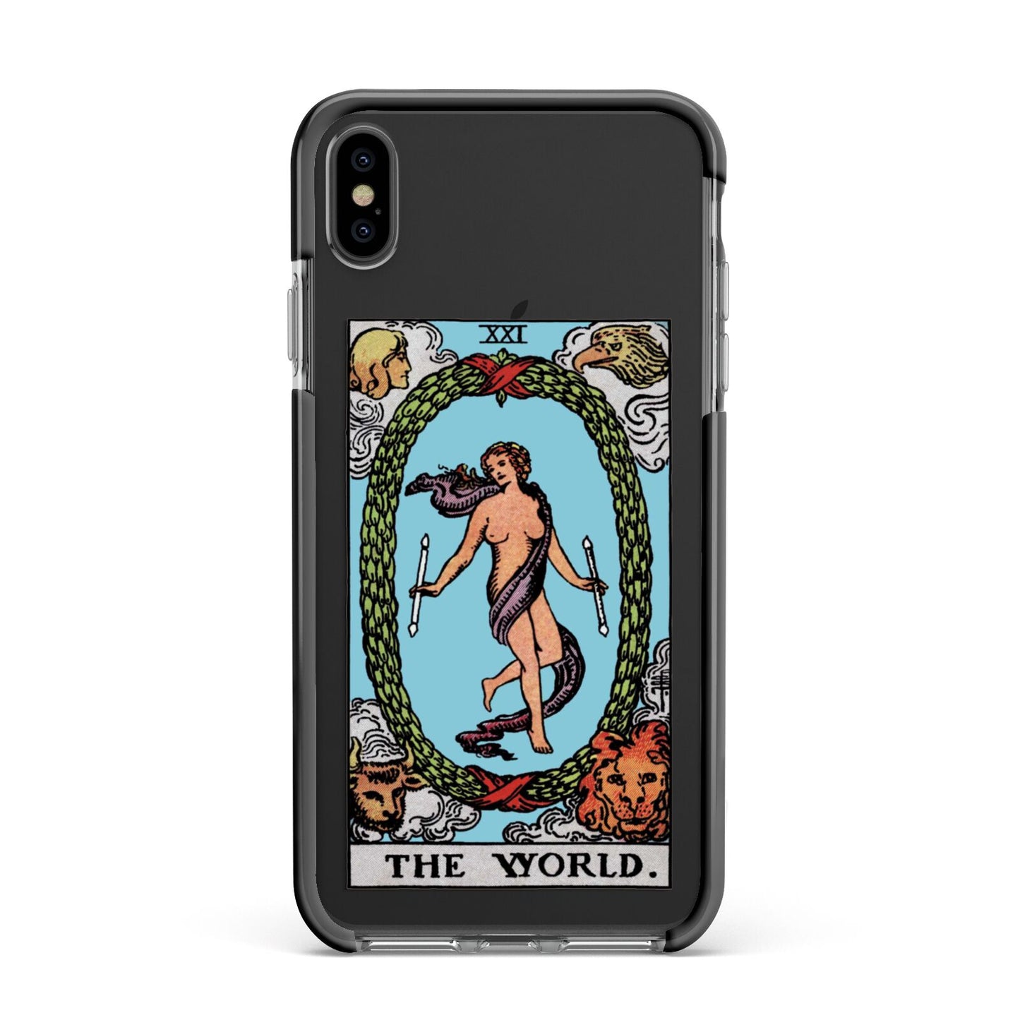The World Tarot Card Apple iPhone Xs Max Impact Case Black Edge on Black Phone
