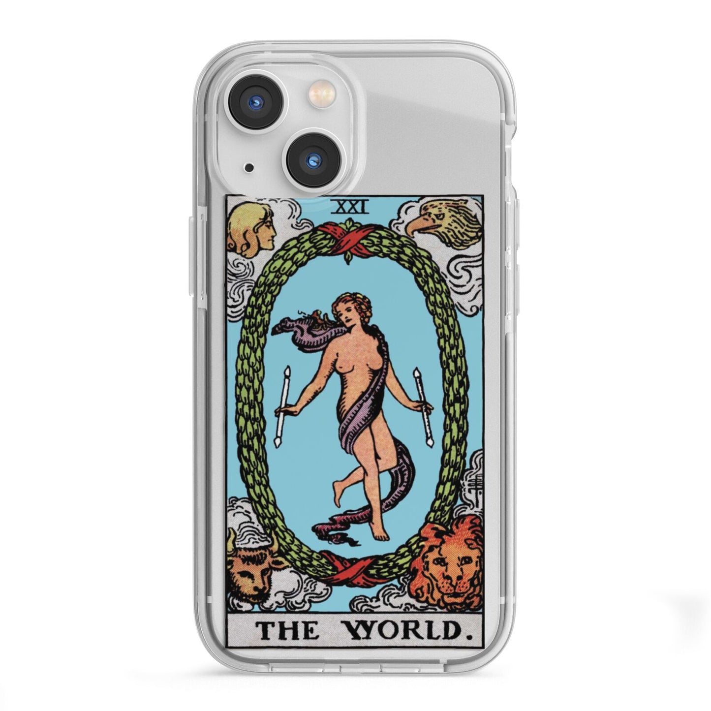 The World Tarot Card iPhone 13 Mini TPU Impact Case with White Edges