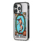 The World Tarot Card iPhone 13 Pro Black Impact Case Side Angle on Silver phone