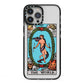 The World Tarot Card iPhone 13 Pro Max Black Impact Case on Silver phone