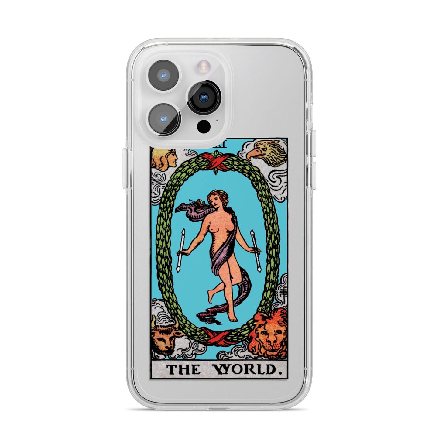 The World Tarot Card iPhone 14 Pro Max Clear Tough Case Silver