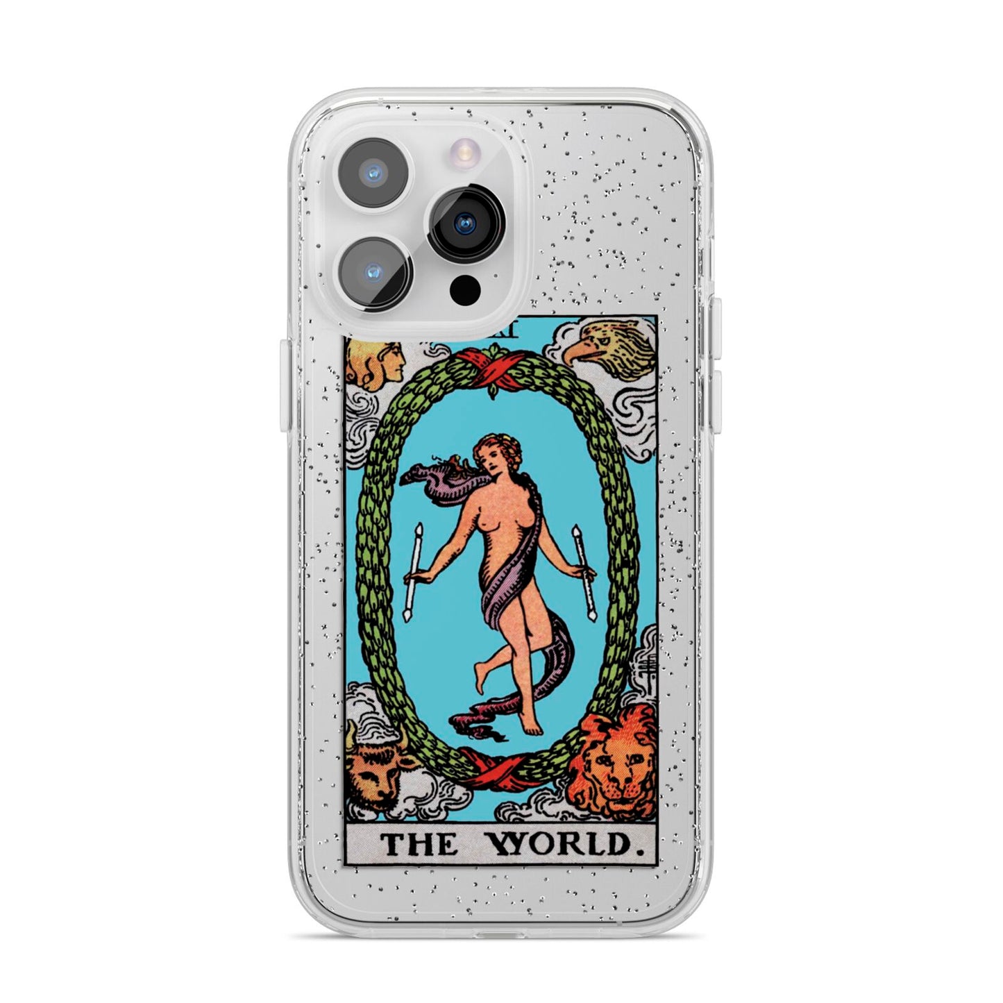 The World Tarot Card iPhone 14 Pro Max Glitter Tough Case Silver