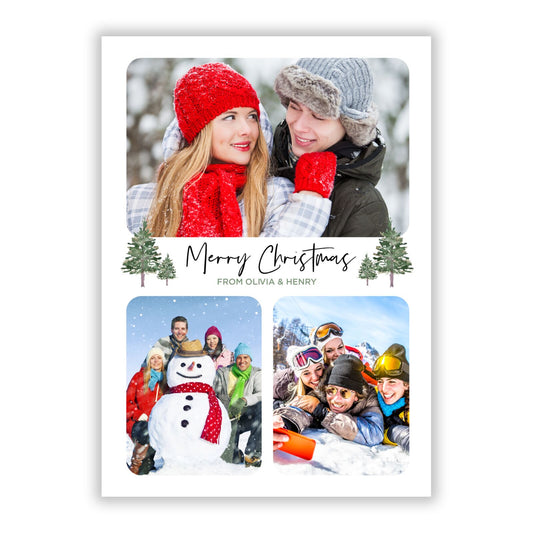 Three Festive Photos Christmas A5 Flat Greetings Card