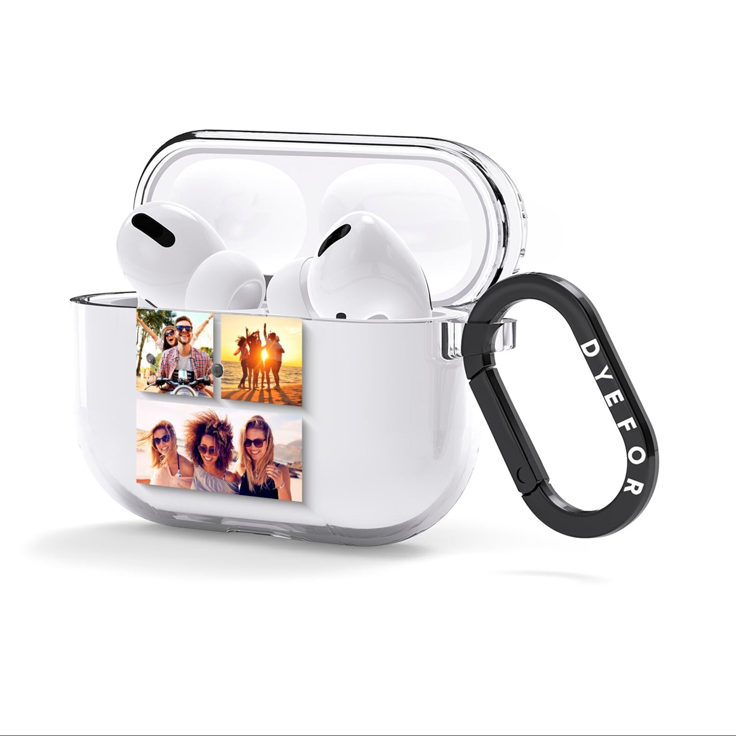 Three Image Horizontal Collage AirPods Clear Case 3rd Gen Side Image