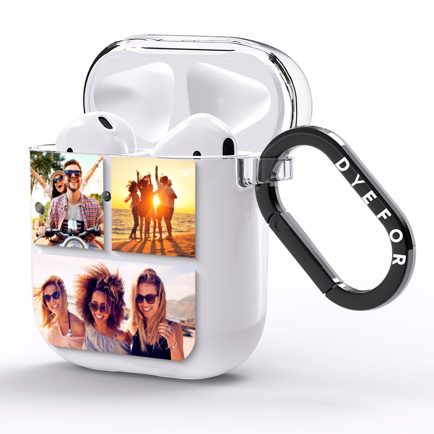 Three Image Horizontal Collage AirPods Clear Case Side Image