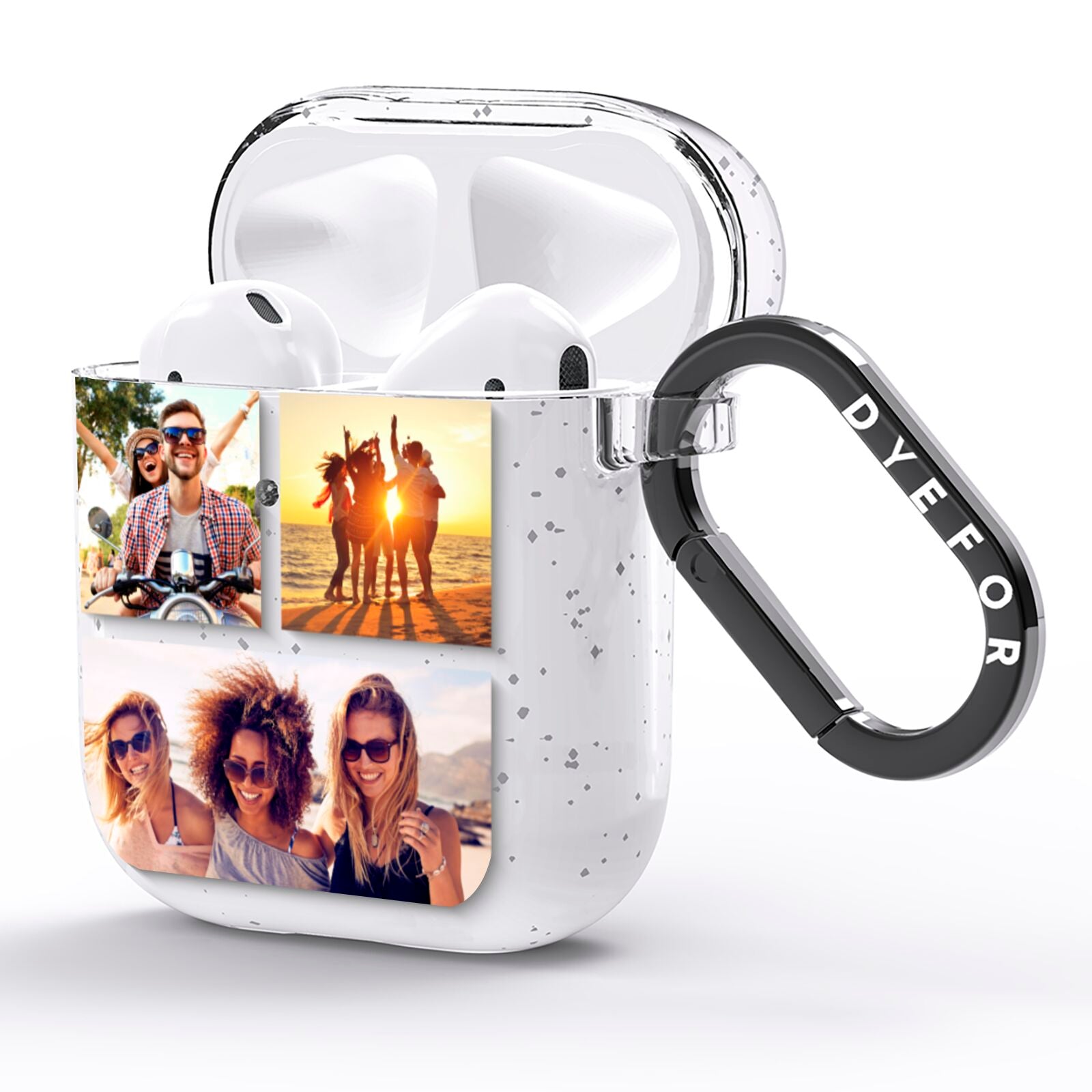 Three Image Horizontal Collage AirPods Glitter Case Side Image